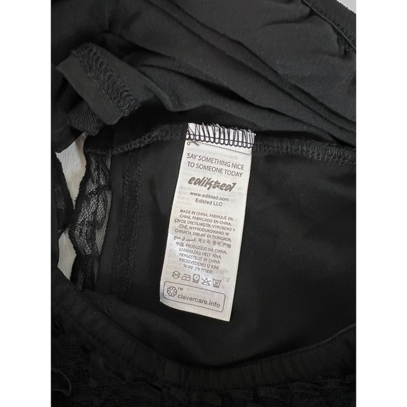 Edikted Ruffled Lace Shorts Black Julianna Hot Pants Bloomer High Waisted NWT - Picture 6 of 7